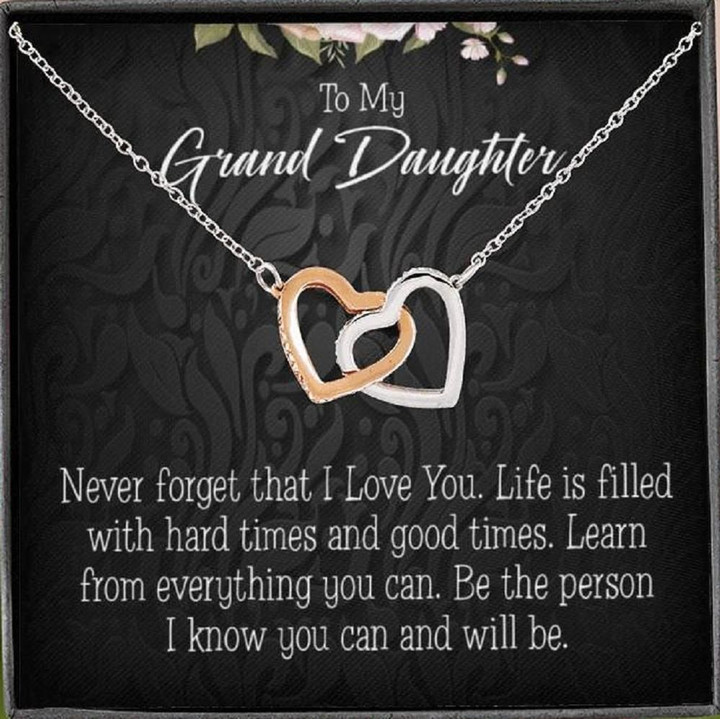 Never Forget That I Love You Interlocking Hearts Necklace Gift For Granddaughter