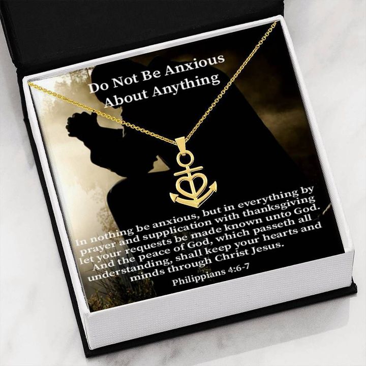 Do Not Be Anxious About Anything Religious Gift Anchor Necklace