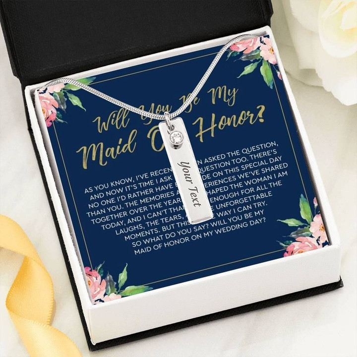 Meaningful Gift For Maid Of Honor Birthstone Name Necklace Will You Be My Maid Of Honor On My Wedding Day