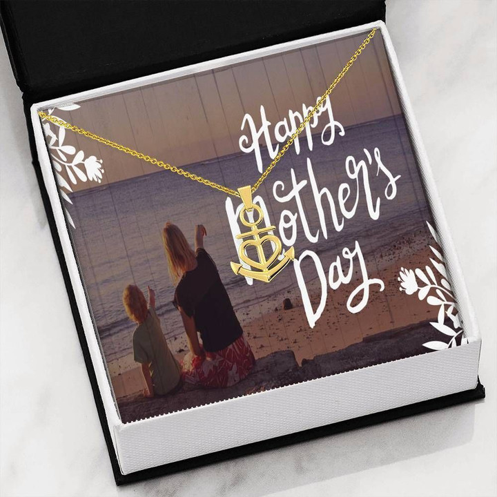 Beach Happy Mother's Day Gift For Mom Anchor Necklace