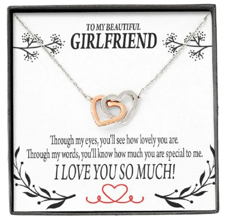 How Lovely You Are Gift For Girlfriend Interlocking Hearts Necklace