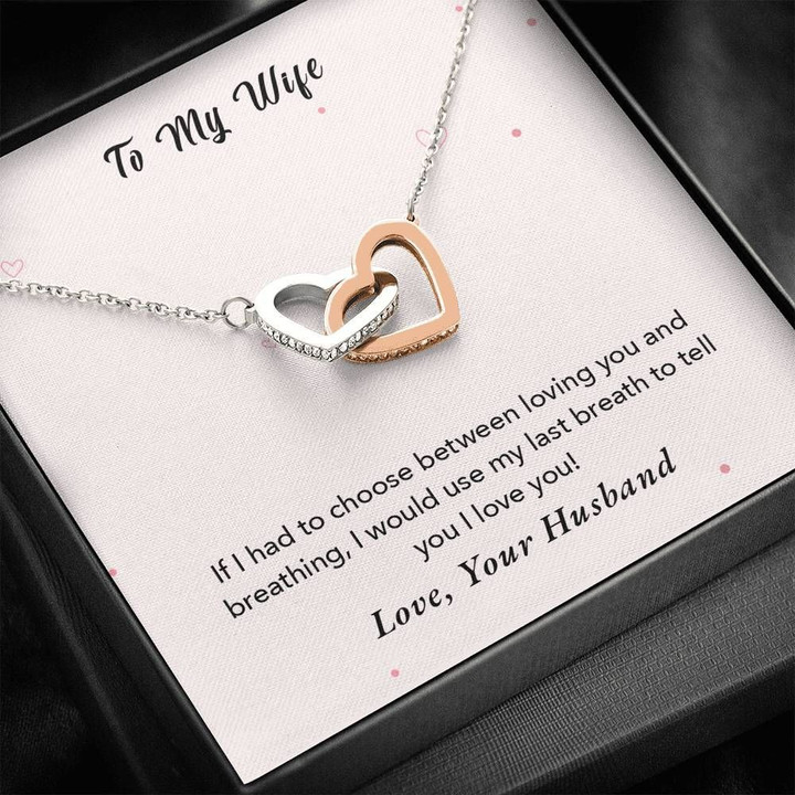 Gift For Wife Interlocking Hearts Necklace I Love You Till My Last Breath