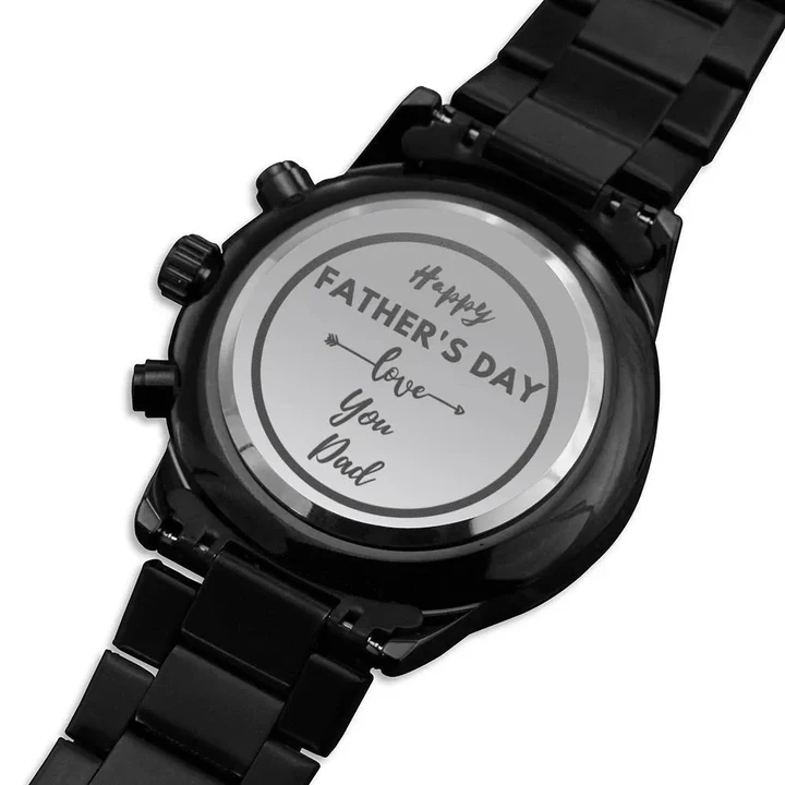 Daughter Gift For Dad Happy Father's Day Engraved Customized Black Chronograph Watch
