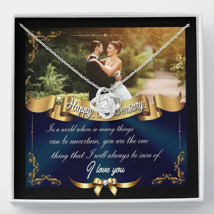 You Are The One Thing That I Will Always Love Custom Photo Love Knot Necklace Gift For Wife