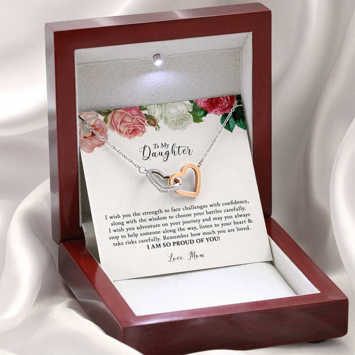 Gift For Daughter Interlocking Hearts Necklace Message Card I'm So Proud Of You
