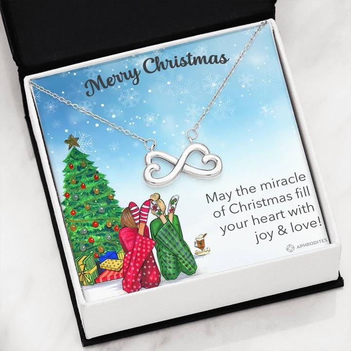 Merry Christmas Gift For Bff Infinity Heart Necklace