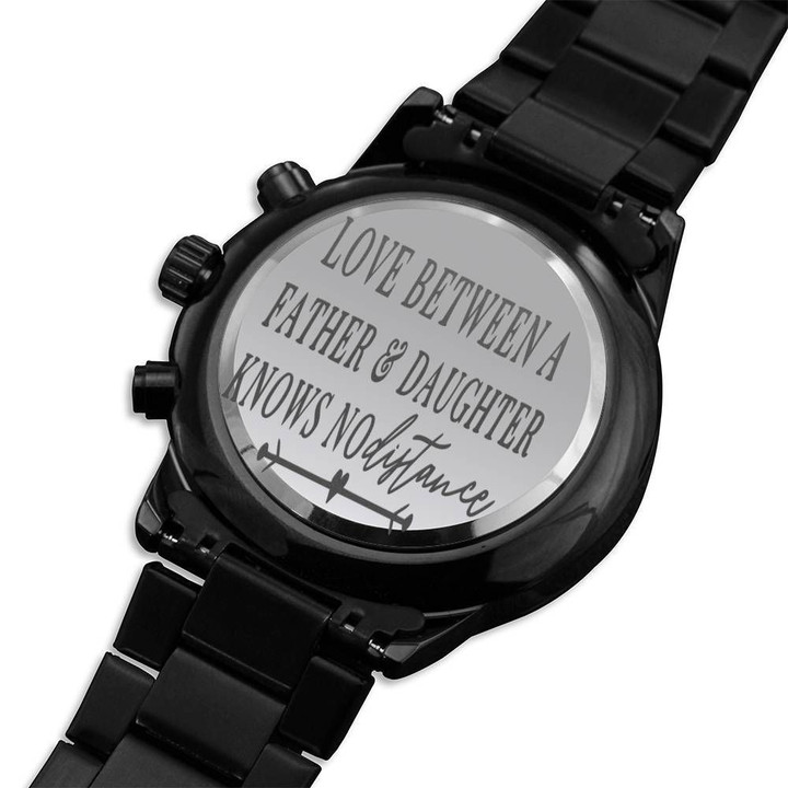 Gift For Him Love Between Father And Daughter Father's Day Gift Or Dad Engraved Customized Black Chronograph Watch