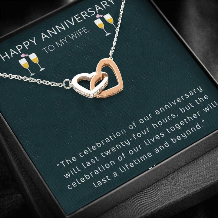 Anniversary Gift For Wife Interlocking Hearts Necklace Our Lives Together Will Last Lifetime