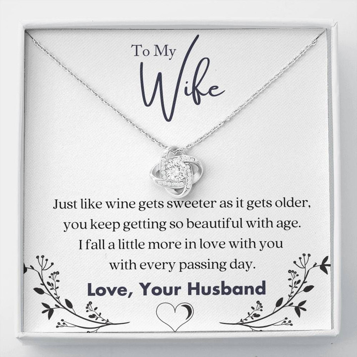 Anniversary Gift For Wife I Fall A Little More In Love With You Love Knot Necklace