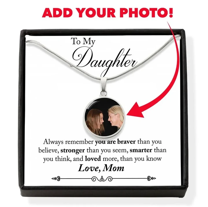 Mom Gift For Daughter Loved More Than You Know Custom Photo Circle Pendant Necklace
