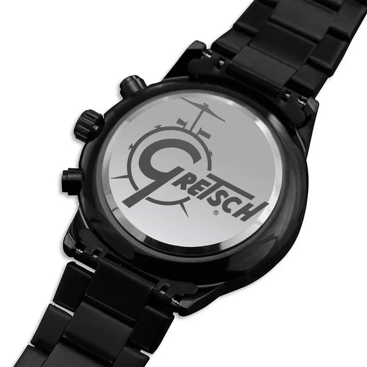 Gretsch Drums Father's Day Birthday Gift For Dad Engraved Customized Black Chronograph Watch