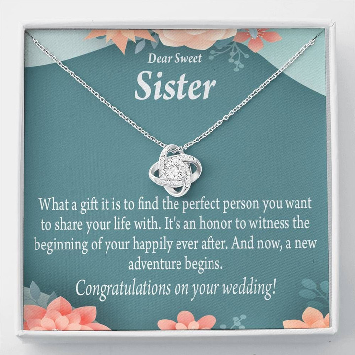 A New Adventure Begins Gift For Sister On Wedding Day Love Knot Necklace
