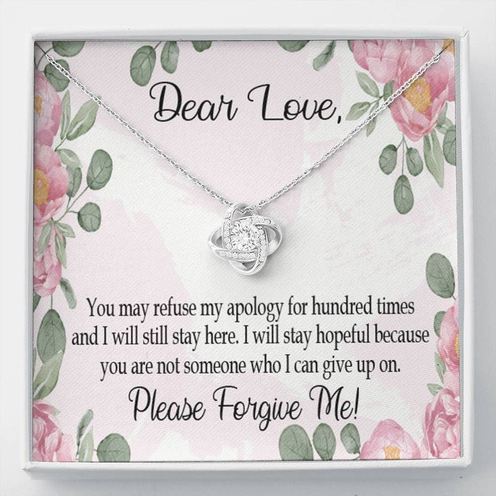 Gift For Her Pease Forgive Me Love Knot Necklace