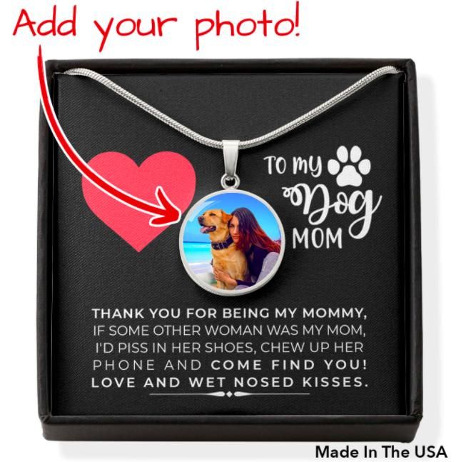 Gift For Mom Thanks For Being My Mom Custom Photo Circle Pendant Necklace