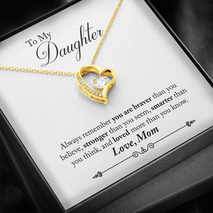 Mom Gift For Daughter You Are Stronger Than You Seem Forever Love Necklace