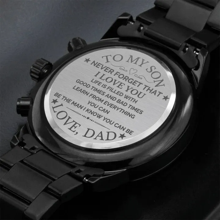 Gift For Son Be The Man I Know You Can Be Engraved Customized Black Chronograph Watch