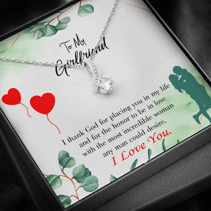 Message Card Alluring Beauty Necklace Gift For Girlfriend I Thank God