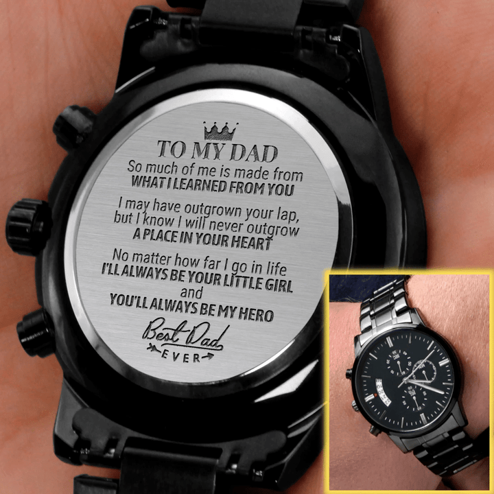 Gift For Son Always Be My Hero Engraved Customized Black Chronograph Watch