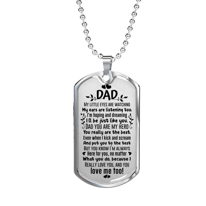 Gift For Dad My Little Eyes Are Watching You Dog Tag Necklace