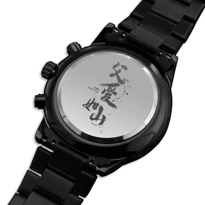 Father's Day Gift For Chinese Dad Engraved Customized Black Chronograph Watch