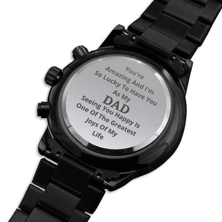 The Greatest Joys Father's Day Gift For Dad Engraved Customized Black Chronograph Watch