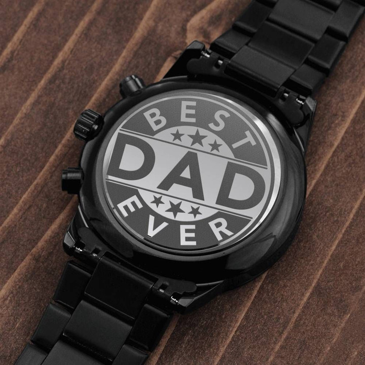 Great Gift For Best Dad Ever Engraved Customized Black Chronograph Watch