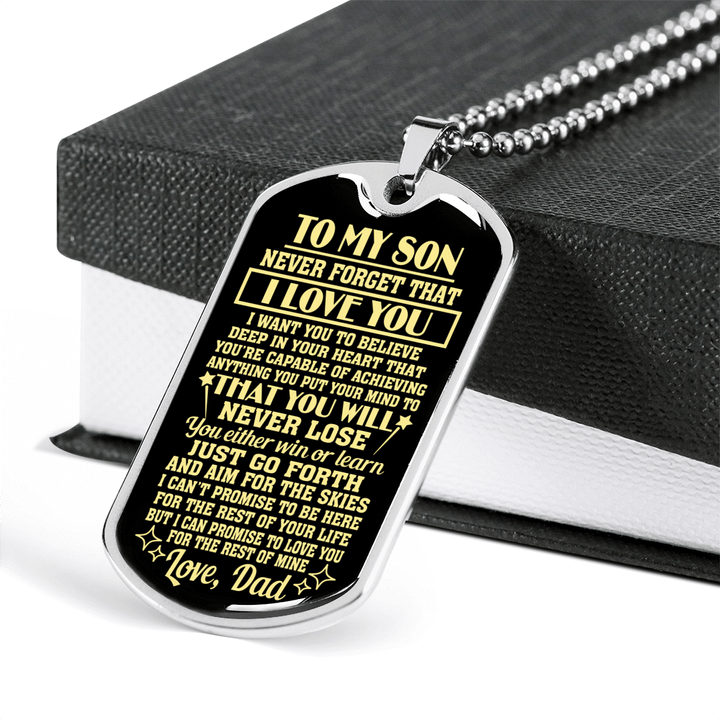 You Will Never Lose Dog Tag Necklace Stainless Necklace Dad Birthday Gift For Son Stainless