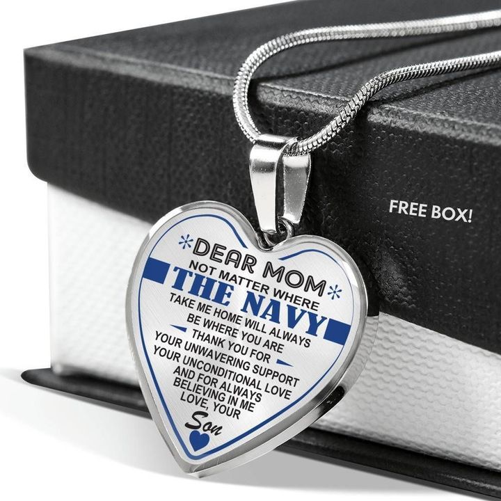 Navy Mom Take Me Home Mother's Day Heart Necklace ( Usa Made ) Custom Engraved