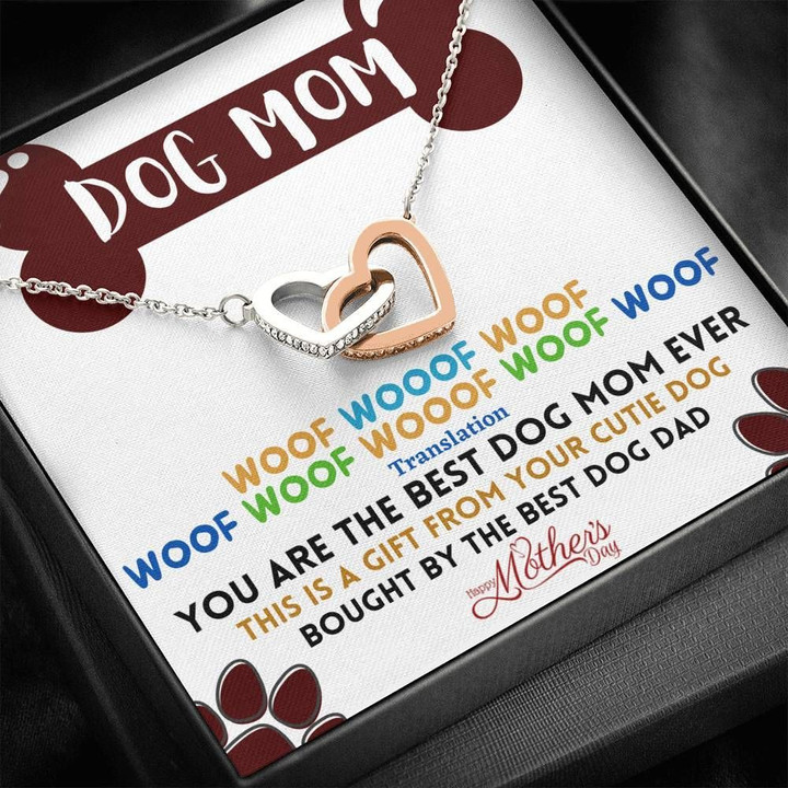 You're The Best Dog Mom Ever Interlocking Hearts Necklace Gift For Dog Mom