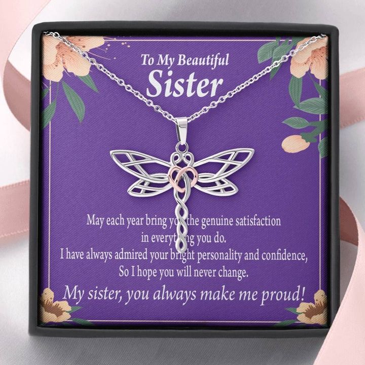 Dragonfly Dreams Necklace Gift For Sister You Always Make Me Proud