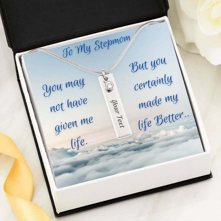 Birthstone Name Bar Necklace Gift For Stepmom You Certainly Made My Life Better