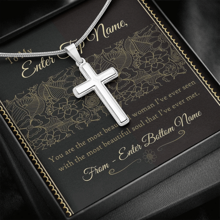 The Most Beautiful Women Artisan Crafted Cross Necklace Gift For Step Mom Custom Name
