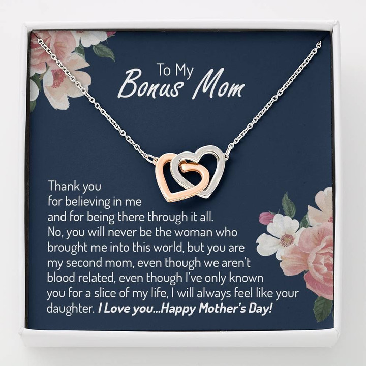 Thank For Believing In Me Interlocking Hearts Necklace Gift For Mom Bonus Mom