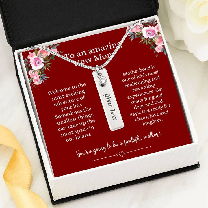 Gift For Mom Bonus Mom Engraved Birthstone Name With Thankful Message Card Necklace