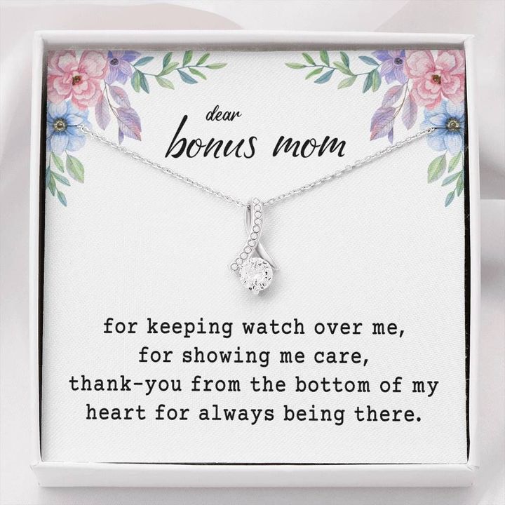 Gift For Dear Bonus Mom Thanks For Keeping Watch Over Me Alluring Beauty Necklace