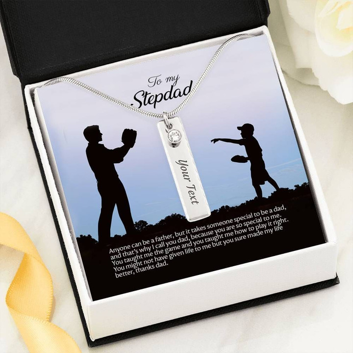 Dad And Son Shade Gift For Stepdad Engraved Birthstone Name With Thankful Message Card Necklace