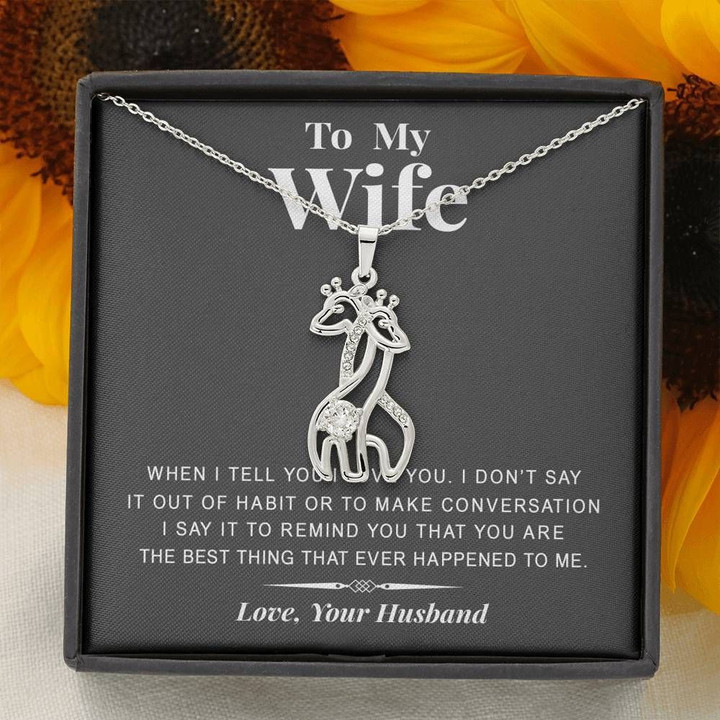 When I Tell You I Love You Giraffe Couple Necklace Gift For Wife
