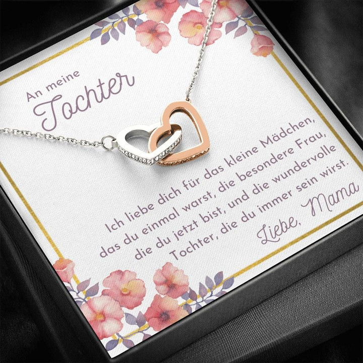 Interlocking Hearts Necklace Gift For Father Message Card With Flower Frame