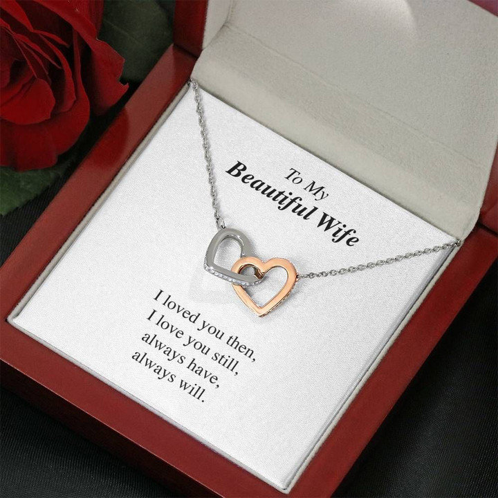Gift For Wife Interlocking Hearts Necklace With Message Card I Love You Still
