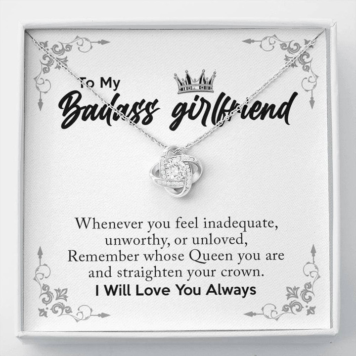 Crown Gift For Badass Girlfriend Remember Whose Queen You Are Love Knot Necklace
