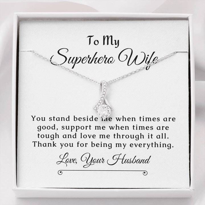 14k White Gold Alluring Beauty Necklace Through It All Gift For Superhero Wife
