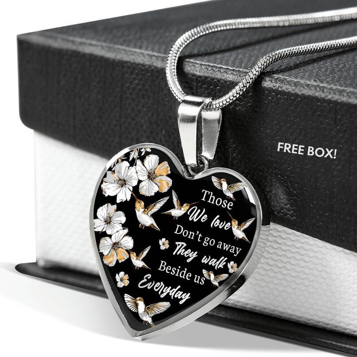 Gift For Wife Spiritual Hummingbird With Meaningful Quote Heart Pendant Necklace