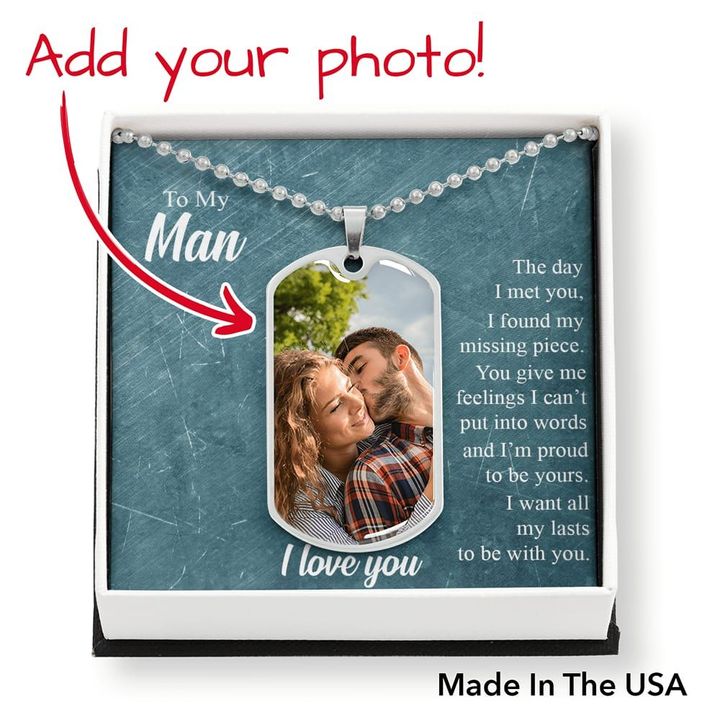 Gift For Husband I Found My Missing Piece Custom Photo Dog Tag Necklace