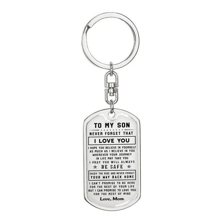 Be Safe Mom Gift For Son Dog Tag Pendant Keychain