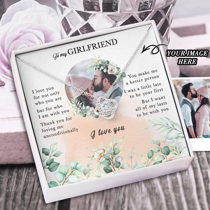 Custom Photo Love Knot Necklace Gift For Girlfriend You Make Me A Better Person