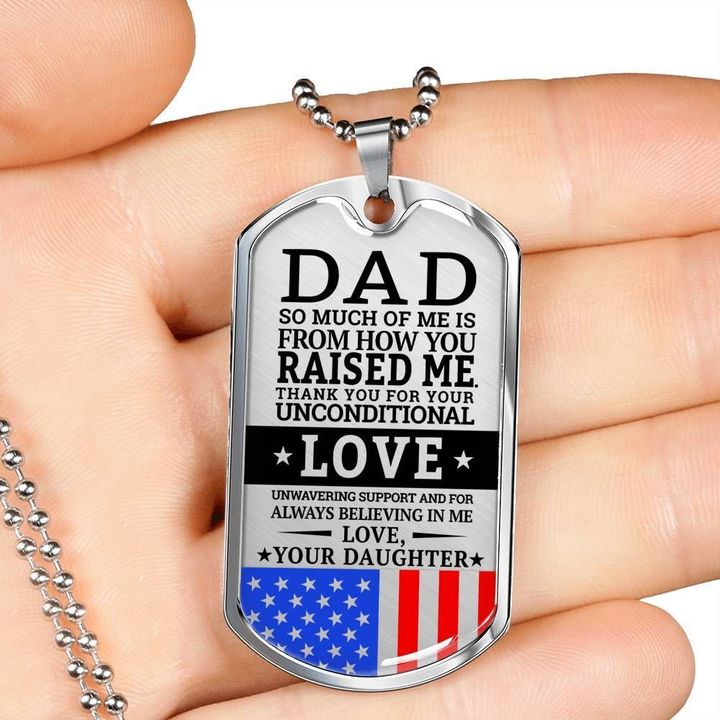 Gift For Dad Dog Tag Necklace From Military Daughter Thank You For Your Love