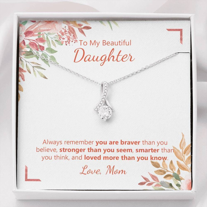 Red Text Alluring Beauty Necklace Mom Gift For Daughter You Are Braver Than You Believe