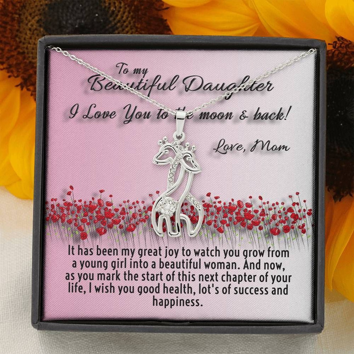Red Poppies Mom Gift For Daughter Giraffe Couple Necklace I Wish You Good Health