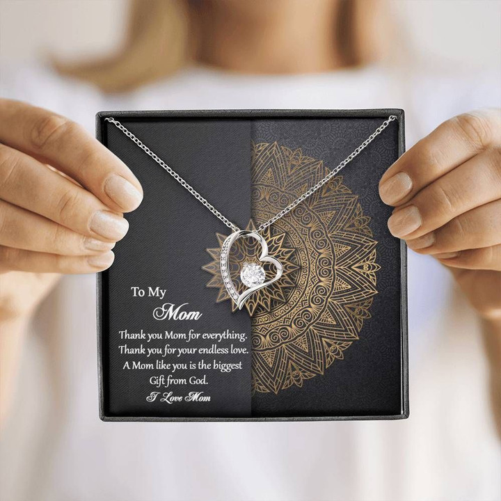 Gold Mandala Gift For Mom Forever Love Necklace Thank You Mom For Everything