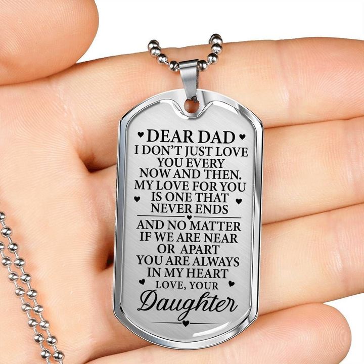 Daughter Gift For Dad Dog Tag Necklace Always In My Heart